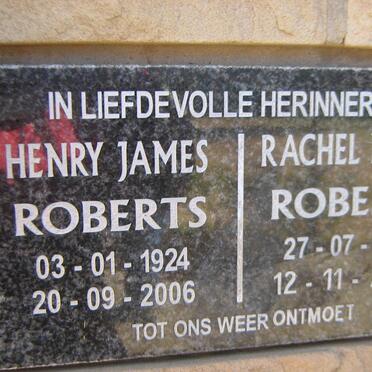 ROBERTS Henry James 1924-2006 &amp; Rachel Maria 1927-2008