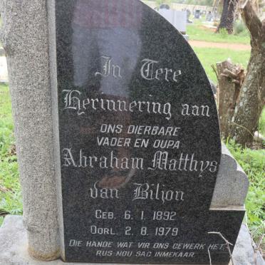 BILJON Abraham Matthys, van 1892-1979