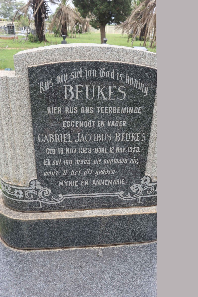 BEUKES Gabriel Jacobus 1923-1953