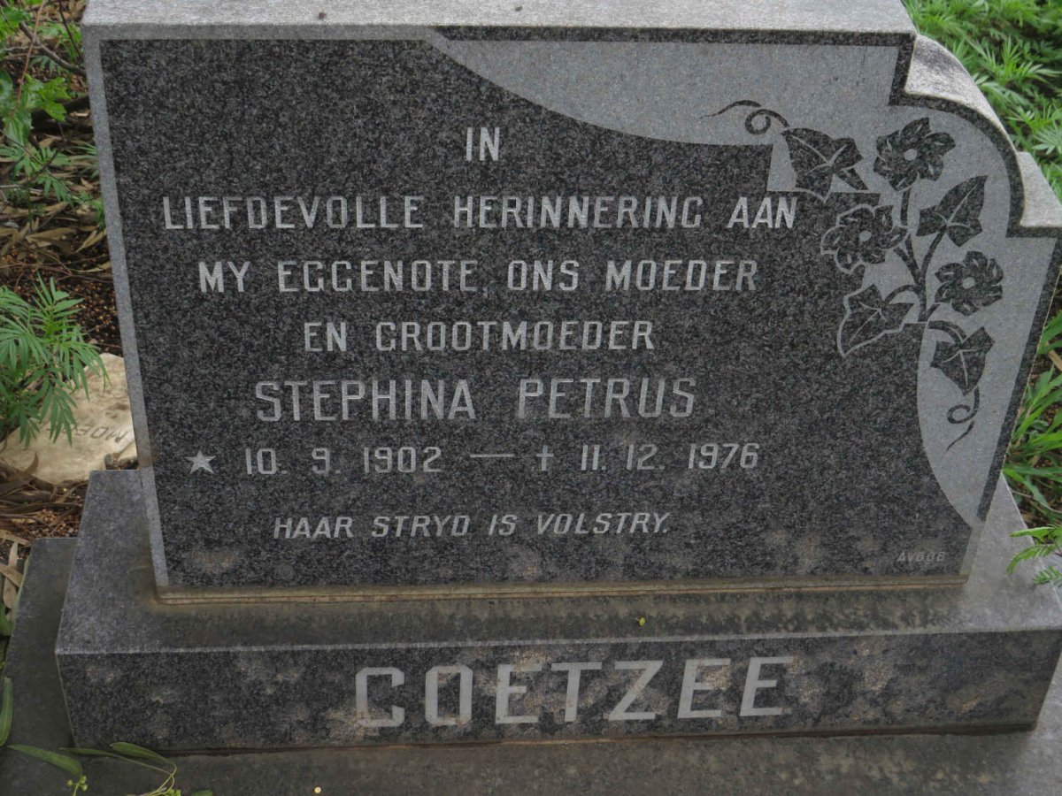 COETZEE Stephina Petrus 1902-1976