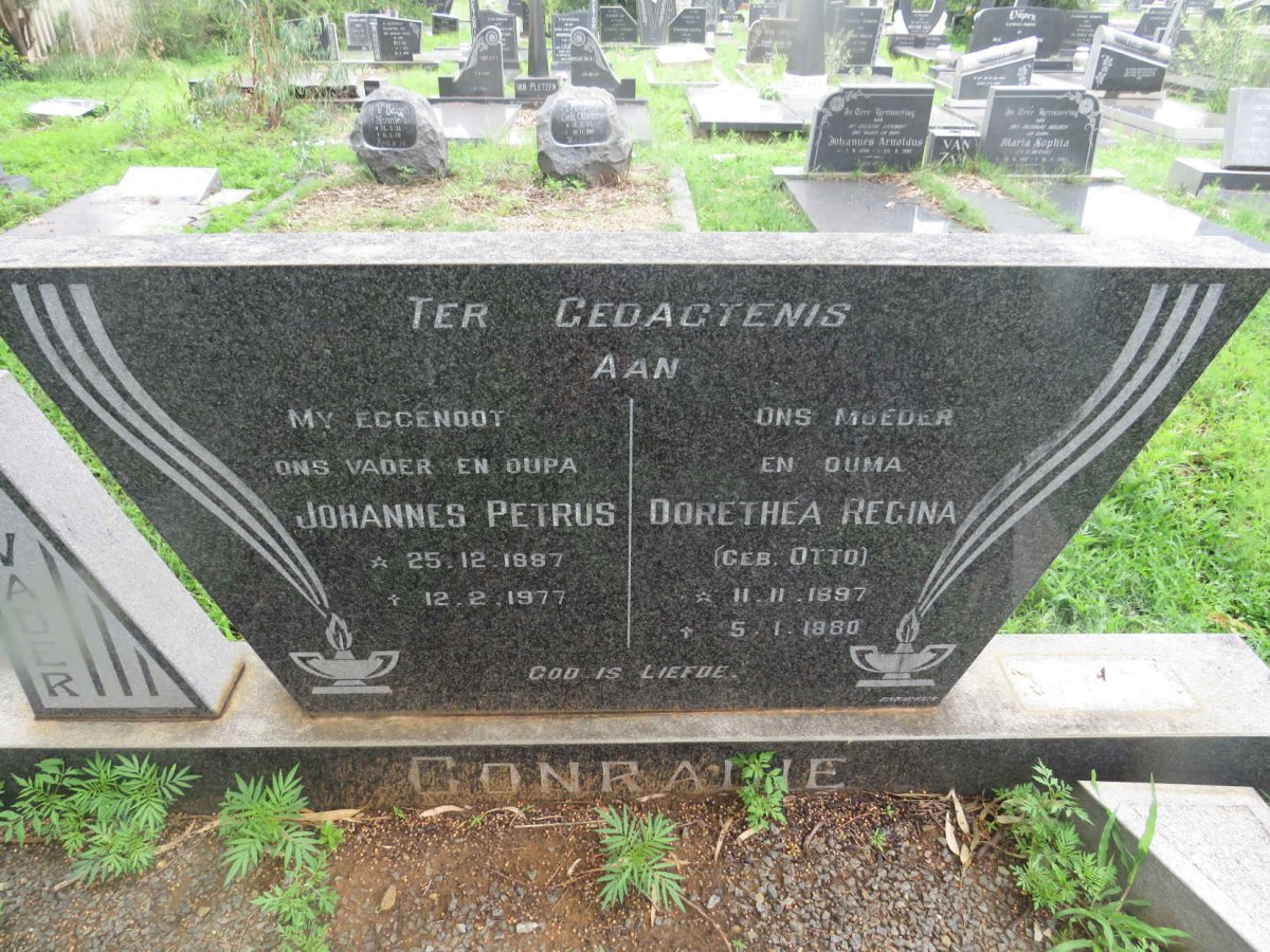 CONRADIE Johannes Petrus 1887-1977 &amp; Dorethea Regina OTTO 1897-1880