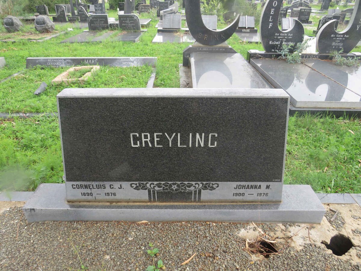 GREYLING Corneluis G.J. 1890-1976 &amp; Johanna M. 1900-1976