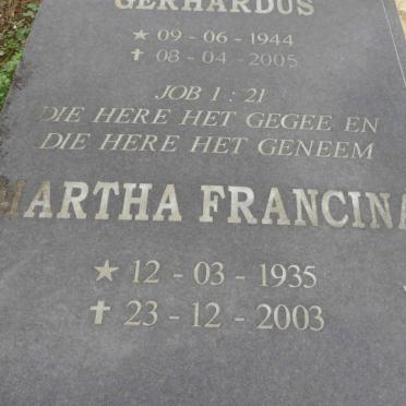 JAARSVELD Alwyn Theodorus Gerhardus, van 1944-2005 &amp; Martha Francina 1935-2003