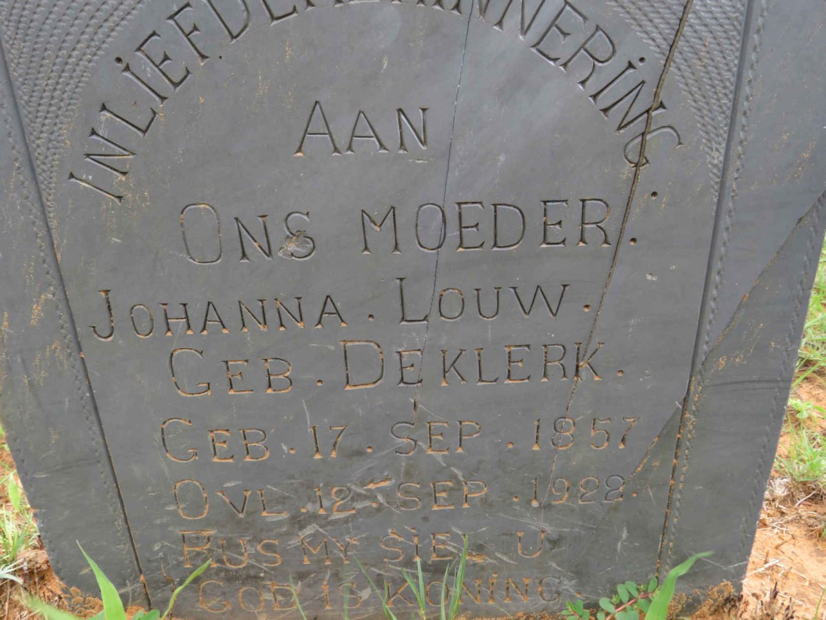 LOUW Johanna nee DE KLERK 1857-1922