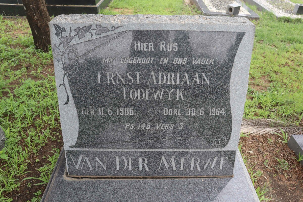 MERWE Ernst Adriaan Lodewyk, van der 1906-1964