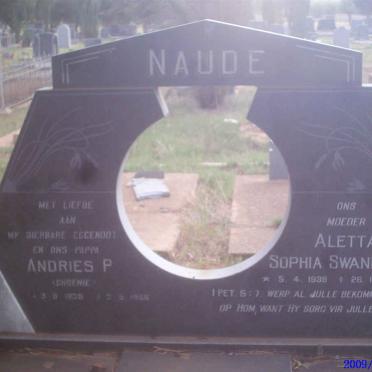NAUDE Andries P. 1939-1986 &amp; Aletta Sophia SWANEPOEL 1938-1987