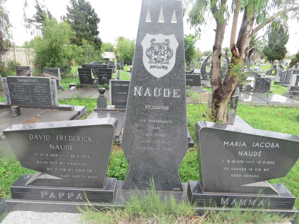 NAUDÉ David Frederick  1929-1974 &amp; Maria Jacoba 1936-2012