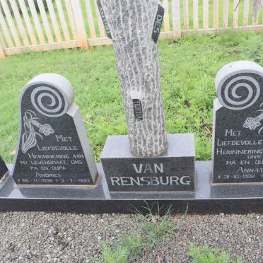 RENSBURG Andries, van 1938-1993 &amp; Annatjie 1938-