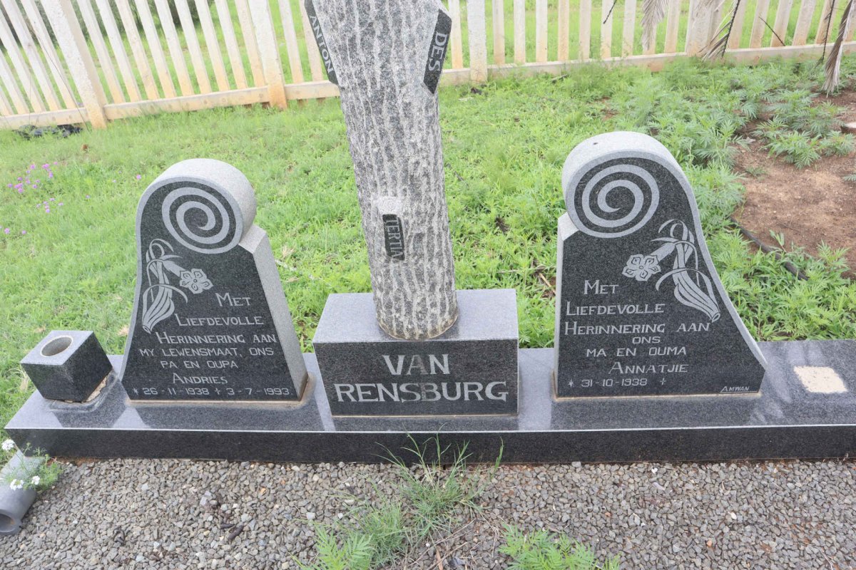 RENSBURG Andries, van 1938-1993 &amp; Annatjie 1938-
