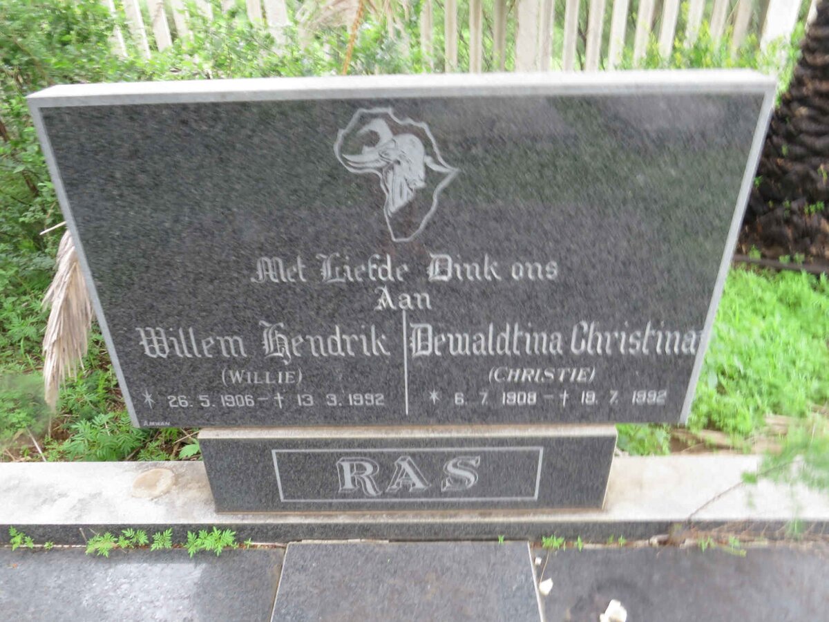 RAS Willem Hendrik 1906-1992 &amp; Dewaldtina Christina 1908-1992