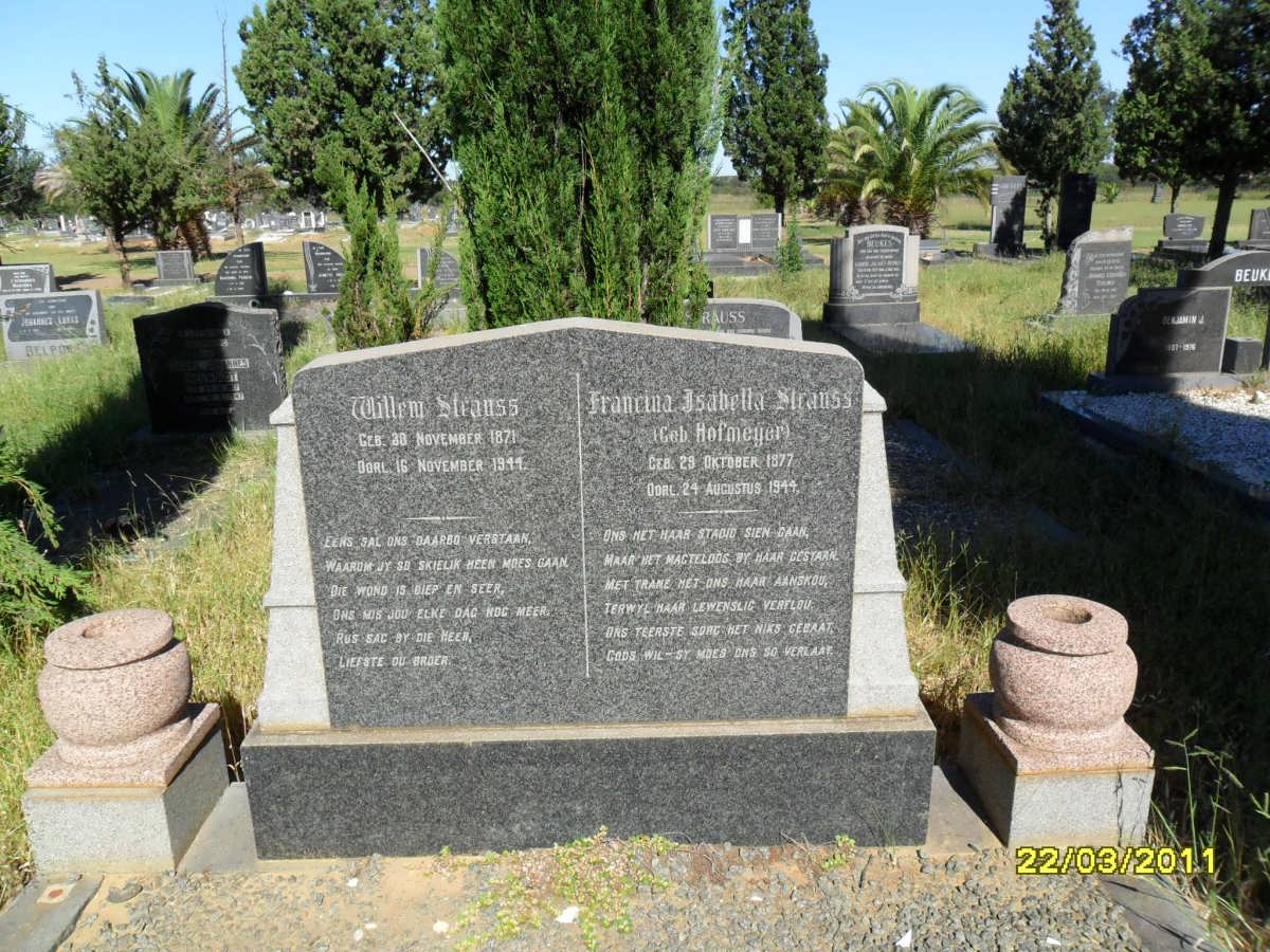 STRAUSS Willem 1871-1944 &amp; Francina Isabella HOFMEYER 1877-1944