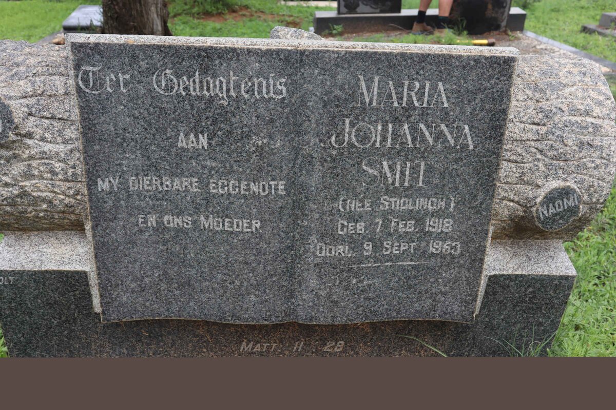 SMIT Maria Johanna nee STIGLINGH 1918-1953