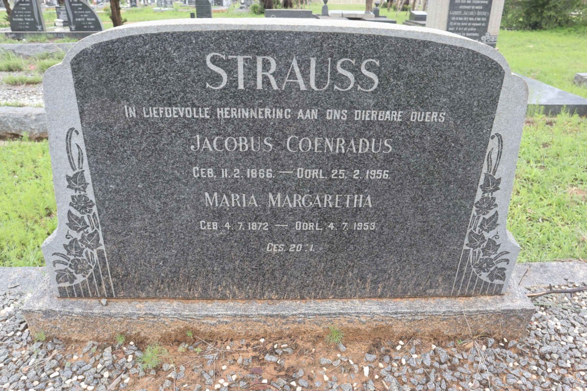 STRAUSS Jacobus Coenradus 1866-1956 &amp; Maria Margaretha 1872-1953