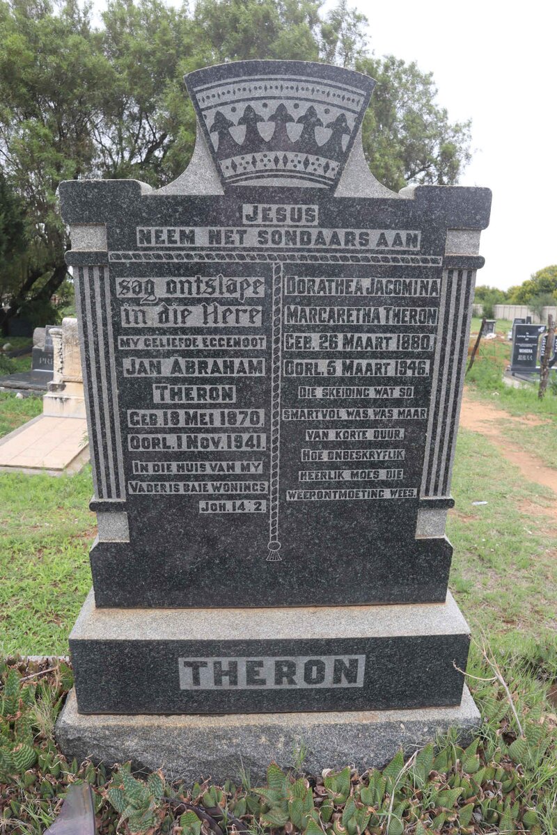 THERON Jan Abraham 1870-1941 &amp; Dorathea Jacomina Margaretha 1880-1946