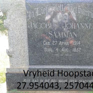 SAAIMAN Jacobus Johannes 1914-1952