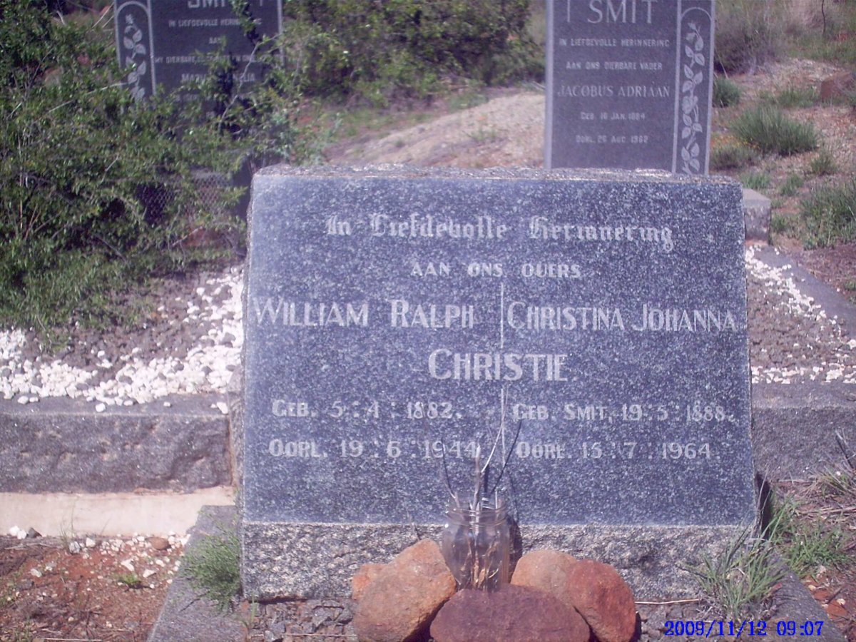 CHRISTIE William Ralph 1882-1944 &amp; Christina Johanna SMIT 1888-1964