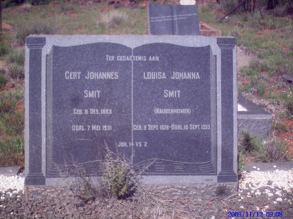SMIT Gert Johannes 1863-1931 &amp; Louis Johanna RAUBENHEIMER 1878-1933