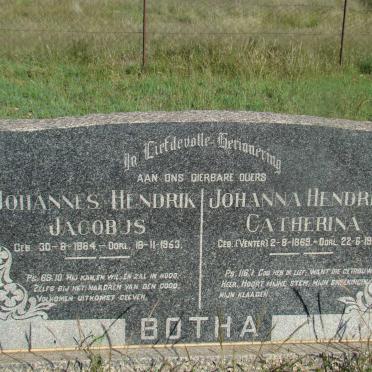 BOTHA Johannes Hendrik Jacobus 1864-1953 &amp; Johanna Hendrina Catherina 1869-1955