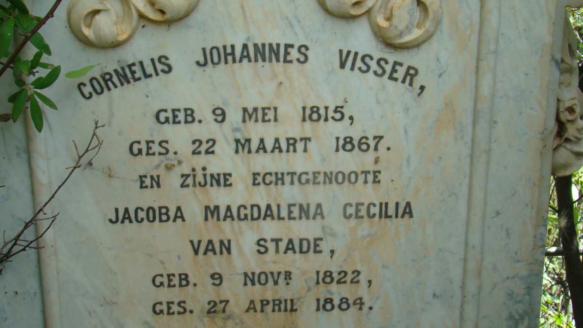 VISSER Cornelis Johannes 1815-1867 &amp; Jacoba Magdalena Cecilia VAN STADE 1822-1884