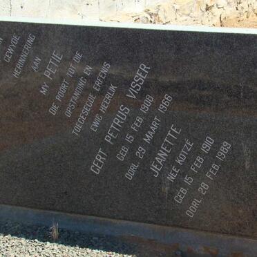 VISSER Gert Petrus 1908-1966 &amp; Jeanette KOTZE 1910-1989