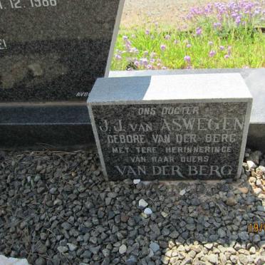 ASWEGEN Gerhardus Jacobus 1945- &amp; Johanna Jannette VAN DEN BERG 1948-1986