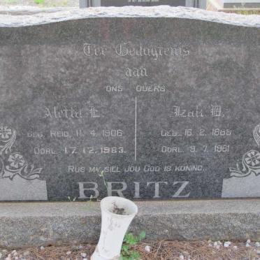 BRITZ Izak D. 1888-1961 &amp; Aletta E. REID 1906-1983