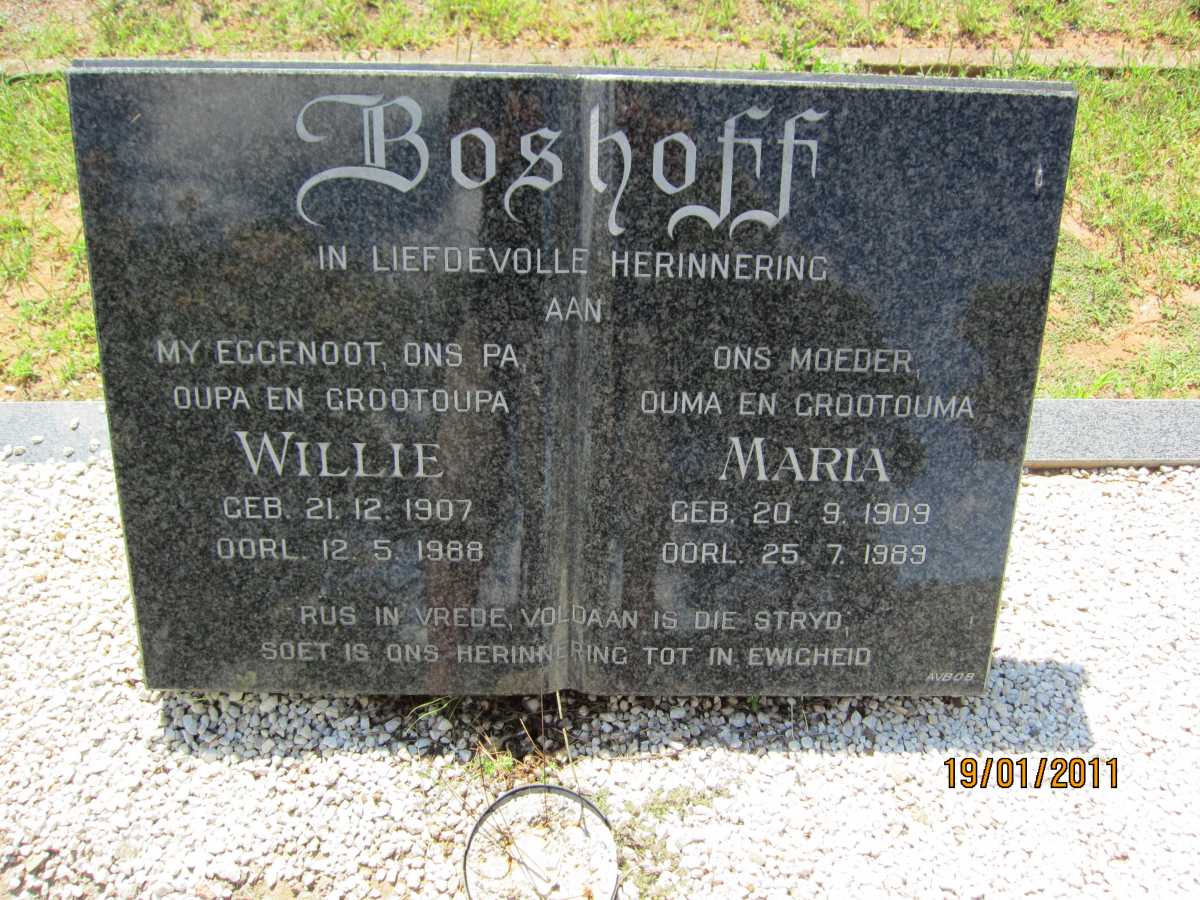 BOSHOFF Willie 1907-1988 &amp; Maria 1909-1989