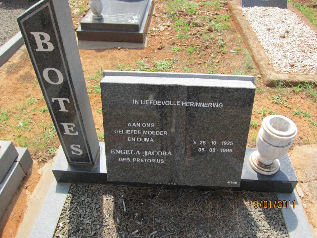 BOTES Engela Jacoba nee PRETORIUS 1925-1996 