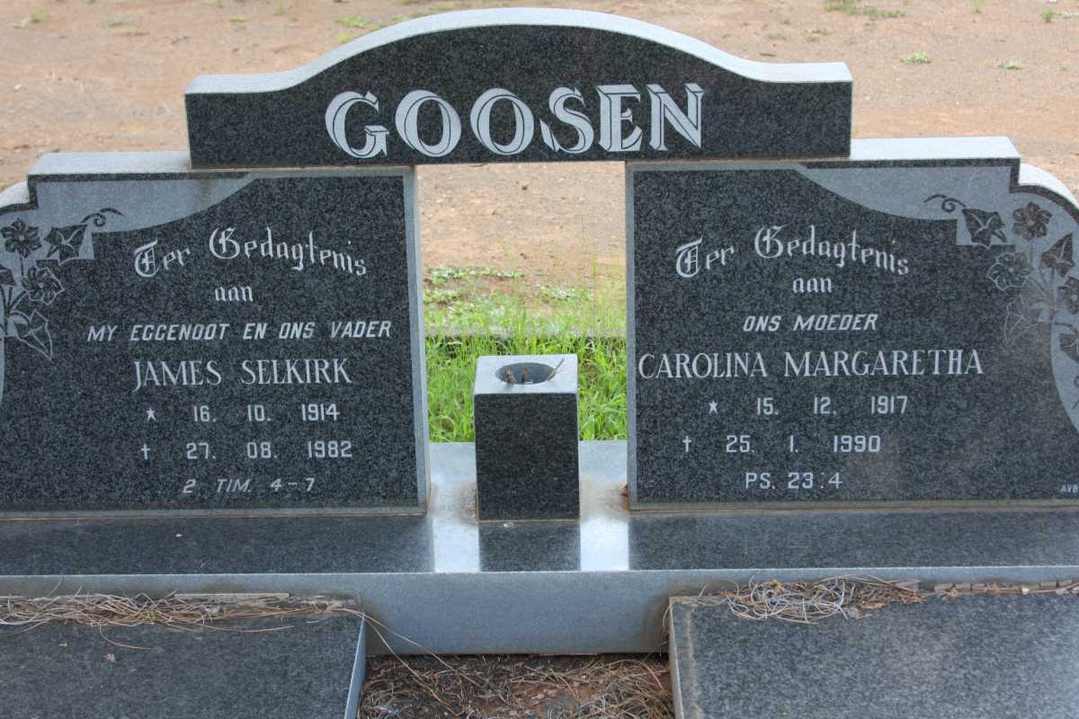 GOOSEN James Selkirk 1914-1982 &amp; Carolina Margaretha 1917-1990
