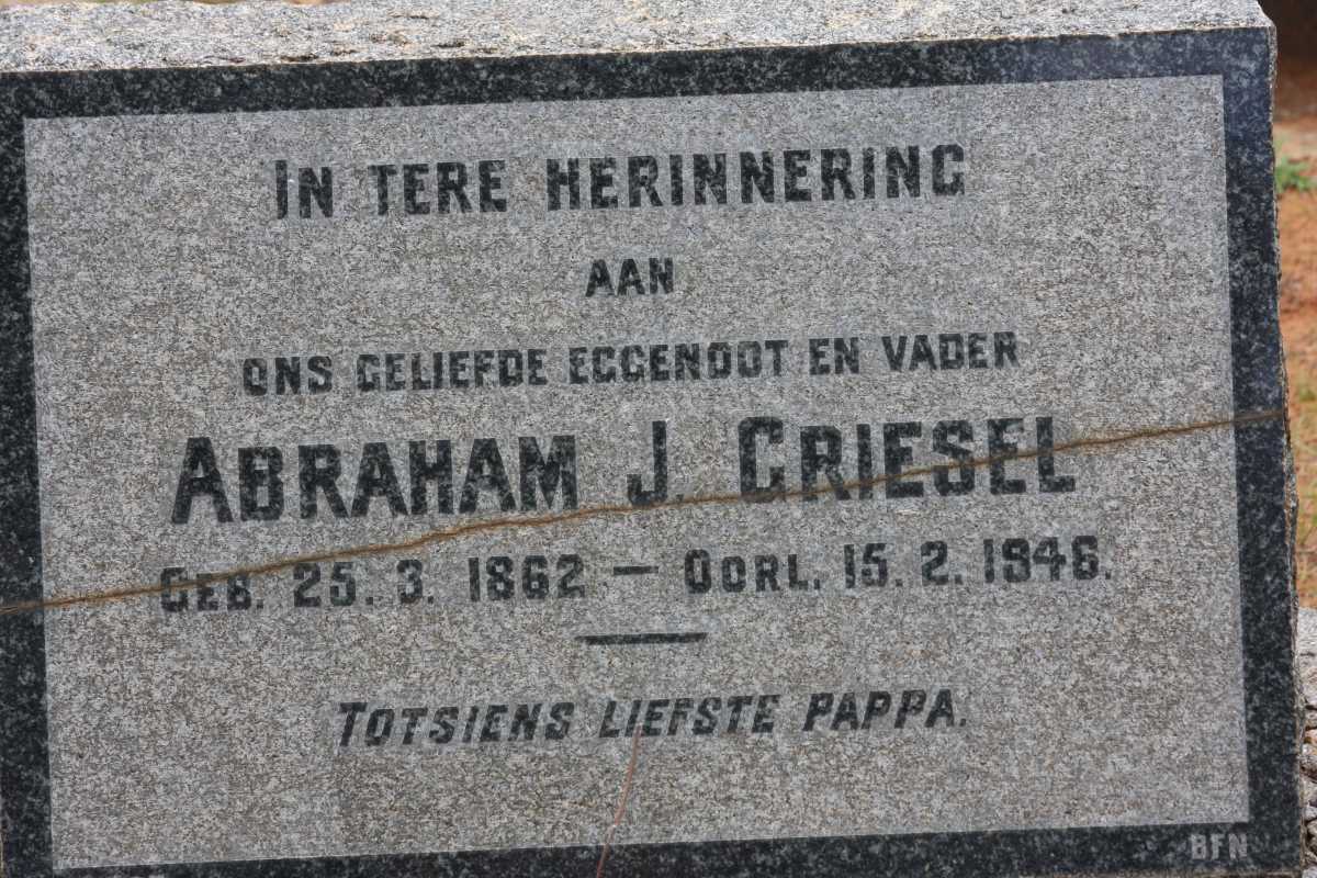 GRIESEL Abraham J. 1862-1946