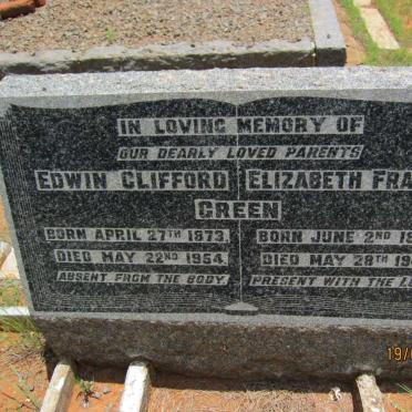 GREEN Edwin Clifford 1873-1954 &amp; Elizabeth Frances 1876-1944