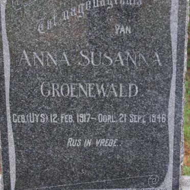 GROENEWALD Anna Susanna nee UYS 1917-1946