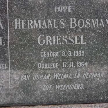 GRIESSEL Hermanus Bosman 1905-1954 &amp; Johanna Susanna Elizabeth PIETERSE 1917- 1951