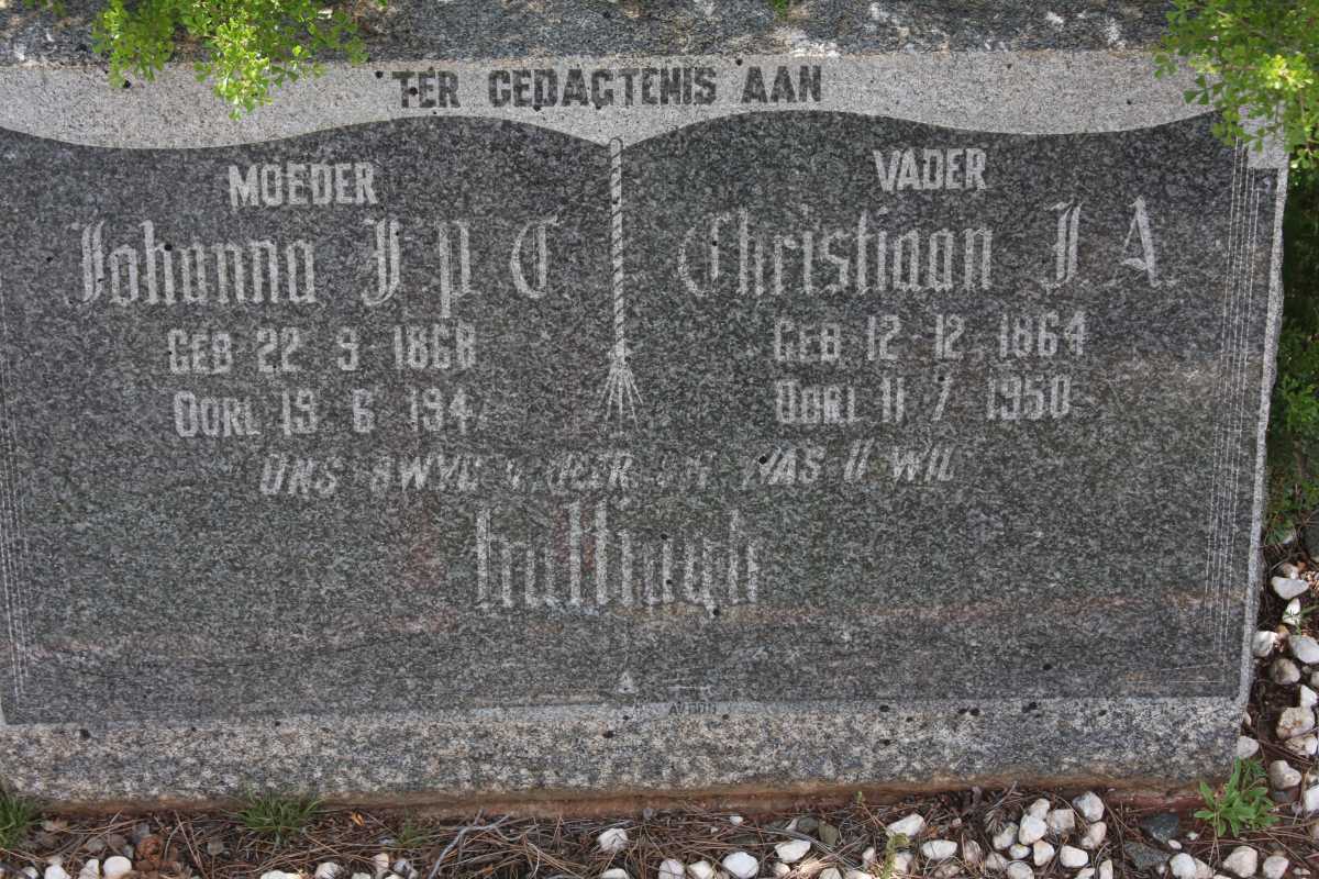 HATTINGH Christiaan J.A. 1864-1950 &amp; Johanna ? 1868-194?