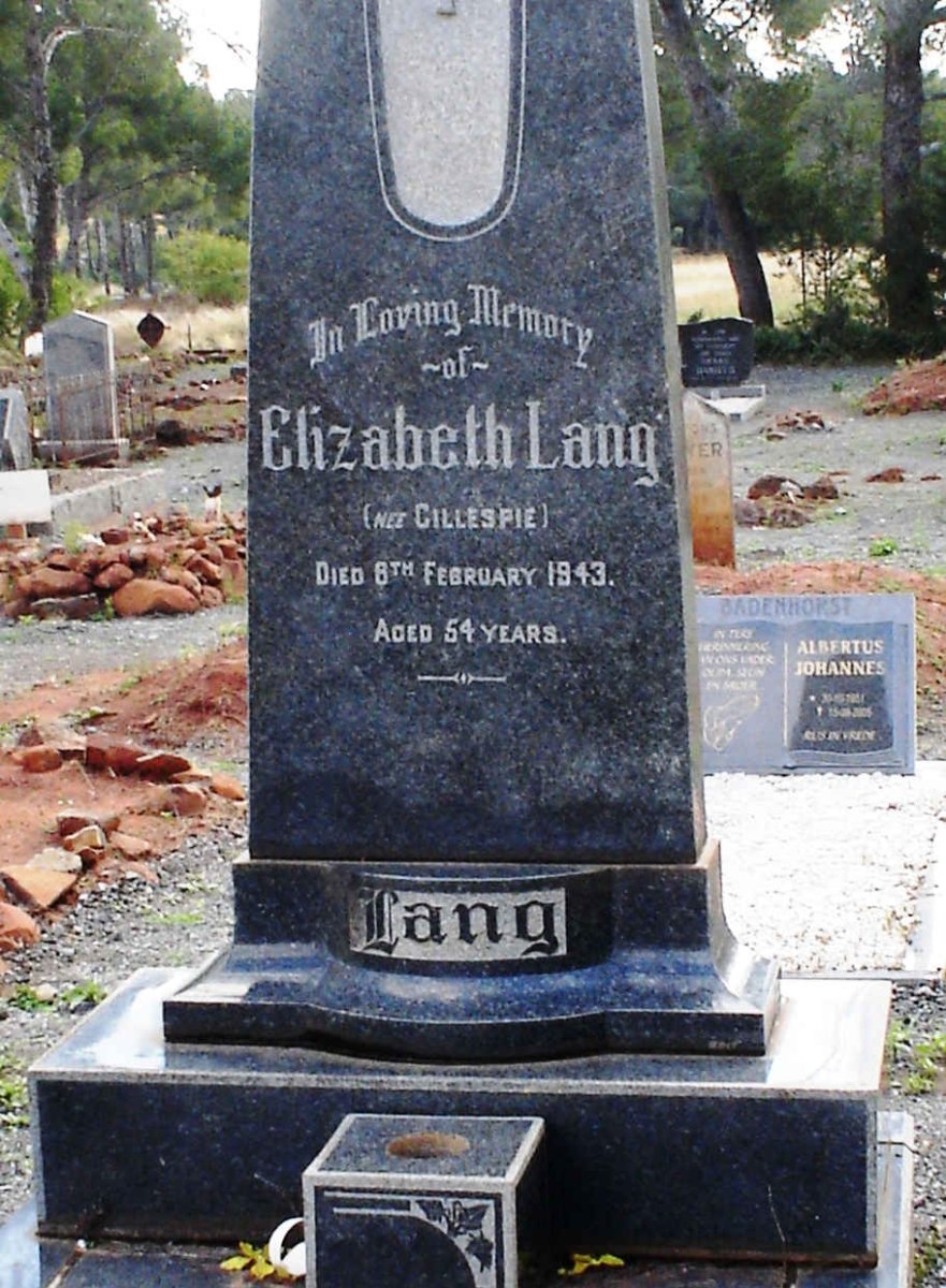 LANG Elizabeth nee GILLESPIE -1943