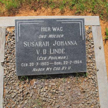 LINDE Susarah Johanna, van der nee POOLMAN 1903-1964