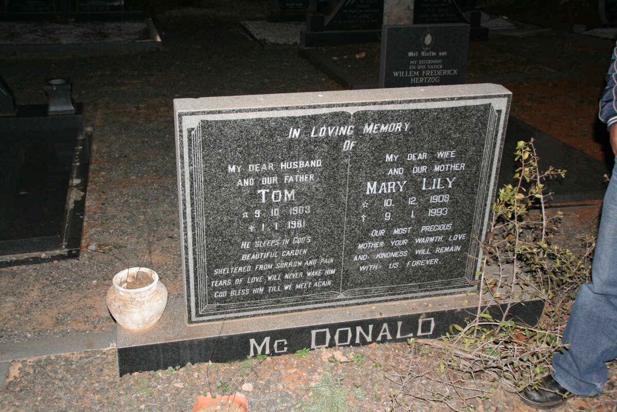 MC DONALD Tom 1903-1981 &amp; Mary Lily 1908-1993