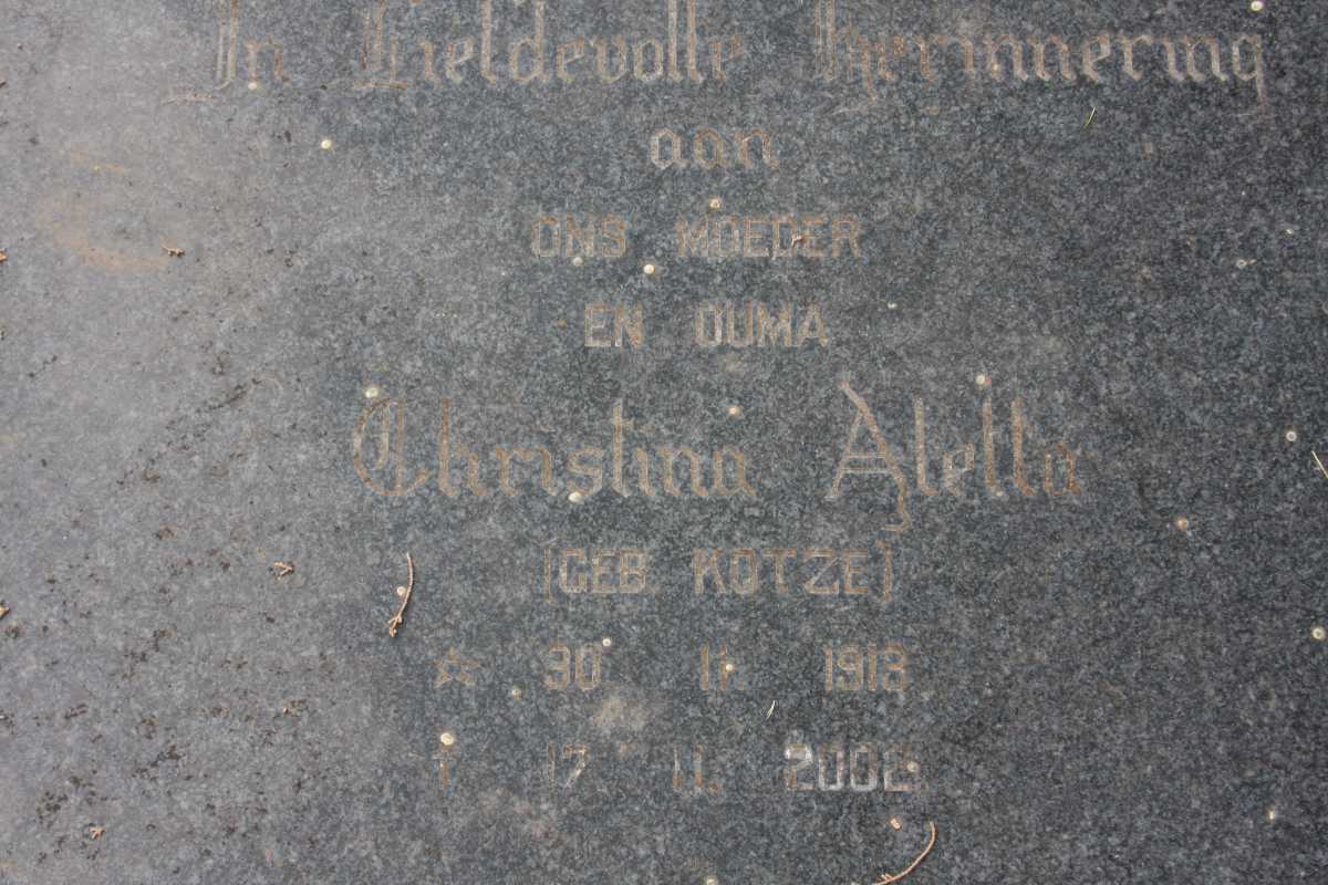 NESER Christina Aletta nee KOTZE 1918-2002