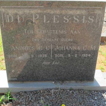 PLESSIS Andries G.C., du -1938 &amp; Johanna C.M. -1954