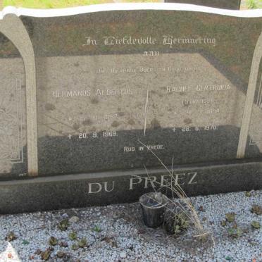 PREEZ Hermanus Albertus, du 1887-1969 &amp; Rachel Gertruida STRAUSS 1894-1970 