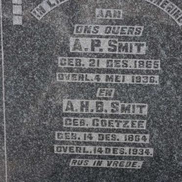 SMIT A.P. 1865-1936 &amp; A.H.B. COETZEE 1864-1934