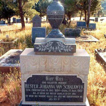 SCHALKWYK Hester Johanna, van nee SERFONTEIN 1894-1962