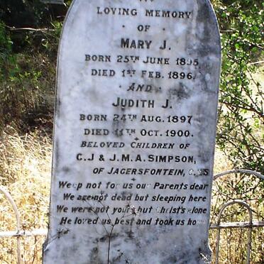 SIMPSON Mary J. 1895-1896 :: SIMPSON Judith J. 1897-1900