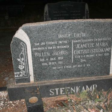 STEENKAMP Willem Jacobus 1892-1951 &amp; Jeannette Maria COETZEE nee V.D. MERWE  1910-