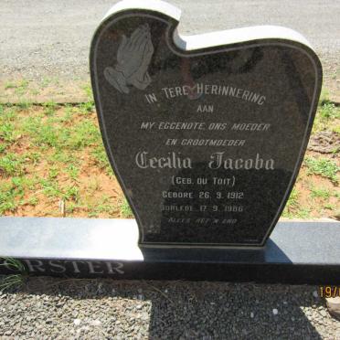 VORSTER Cecilia Jacoba nee DU TOIT 1912-1986