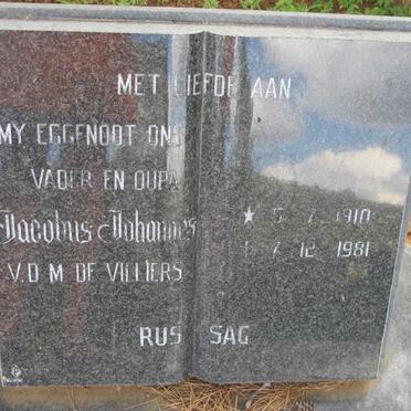 VILLIERS Jacobus Johannes, V.D.M. 1910-1981