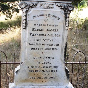 WILSON John James 1834-1920 &amp; Elsije Jacoba Francina STEYN 1827-1914 