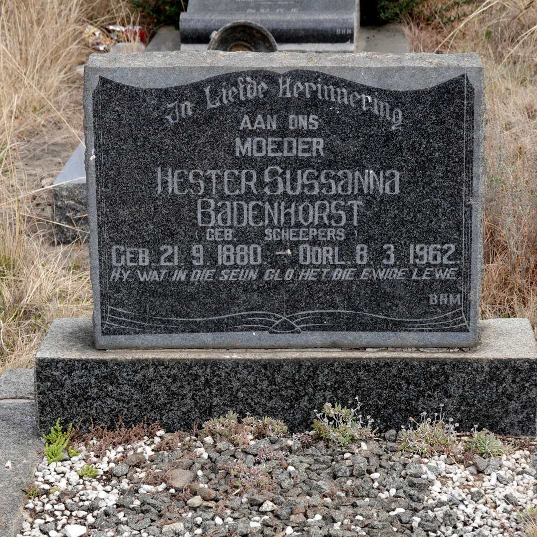 BADENHORST Hester Sussanna nee SCHEEPERS 1880-1962