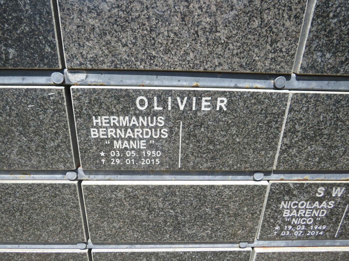 OLIVIER Hermanus Bernardus 1950-2015