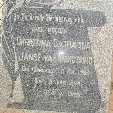 RENSBURG Christina Catharina, Janse van nee BARNARD 1886-1944